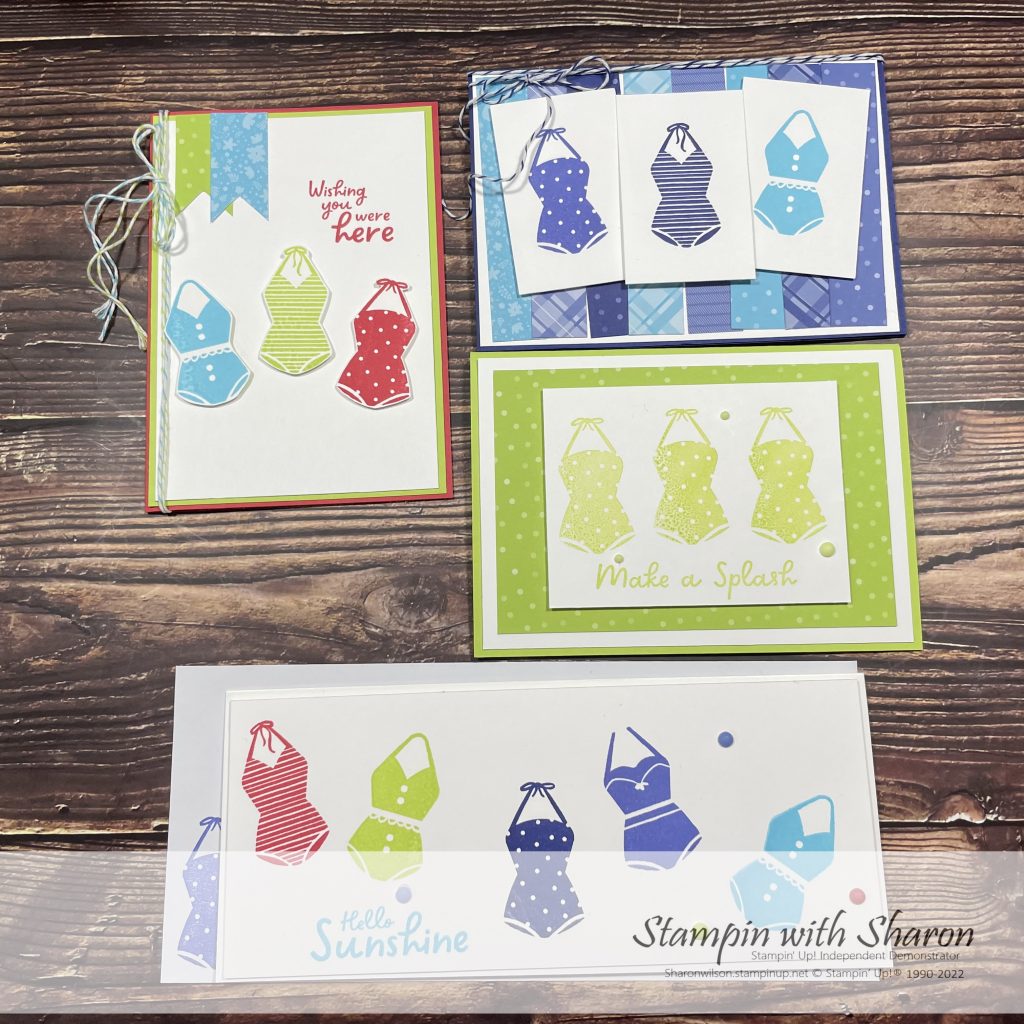 The Sunny Splash stamp set by Stampin' Up! can be used in so many different ways.  I love the bright colours I have used.
