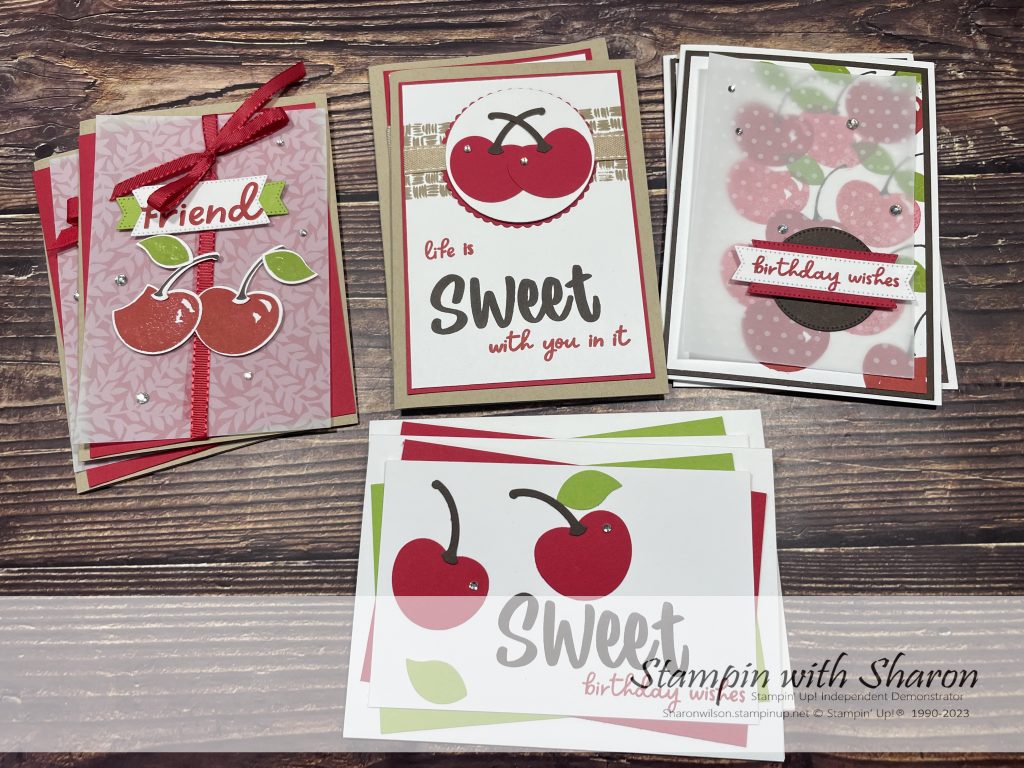 Sweetest Cherries stamp set by Stampin' Up! using Real Red, Granny apple green, Early Espresso & Basic White